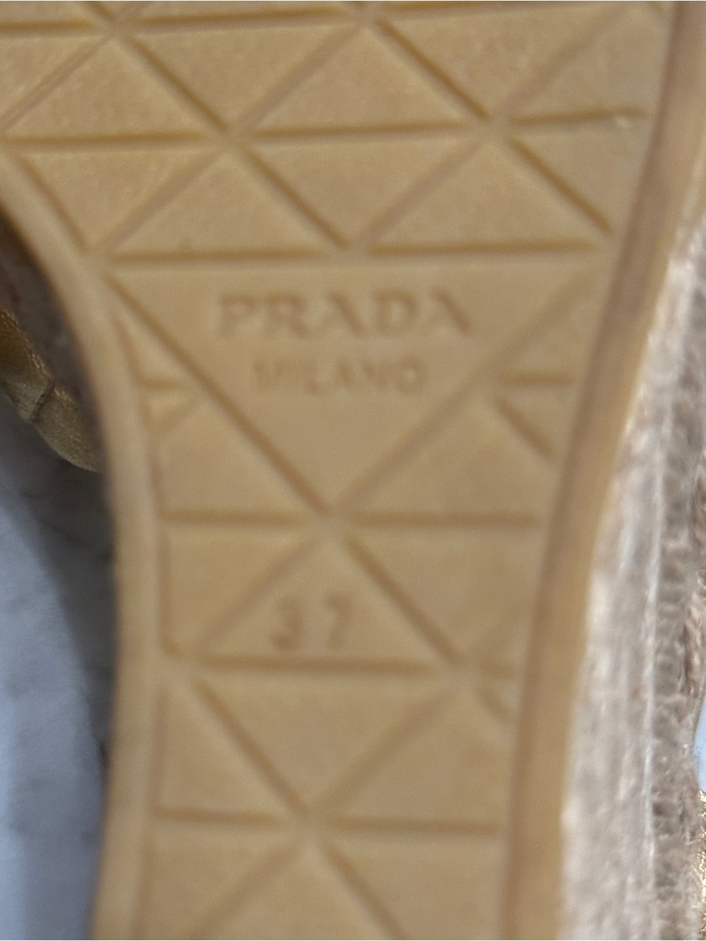 Prada Metallic Gold Leather Espadrille Wedge Sandals - Picture 7 of 7